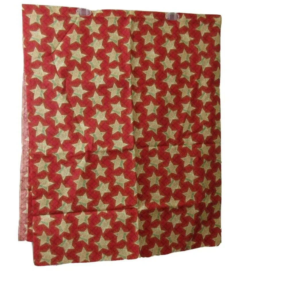 Fabric 45” x 1.5 Yards Red Gold Green Noel Christmas Star Musical Notes Vintage
